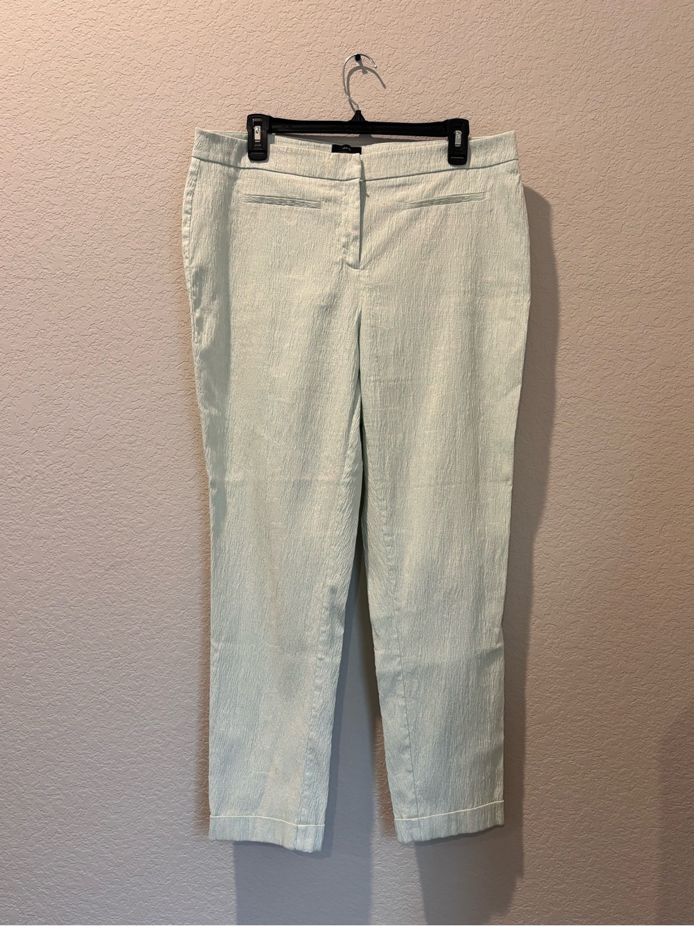 Attention Mint Green Cuffed Ankle Dress Pants Women's Size 14 Textured Trousers